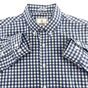 Todd Snyder Men's Shirt 16.5 34/35 L/XL Blue Gingham Plaid Cotton Mélange Yarns